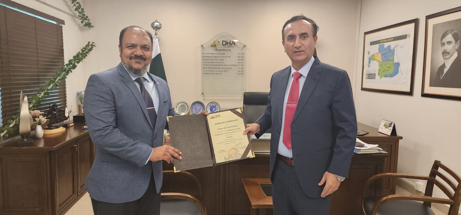Certificate of appreciation from DHA Rawalpindi