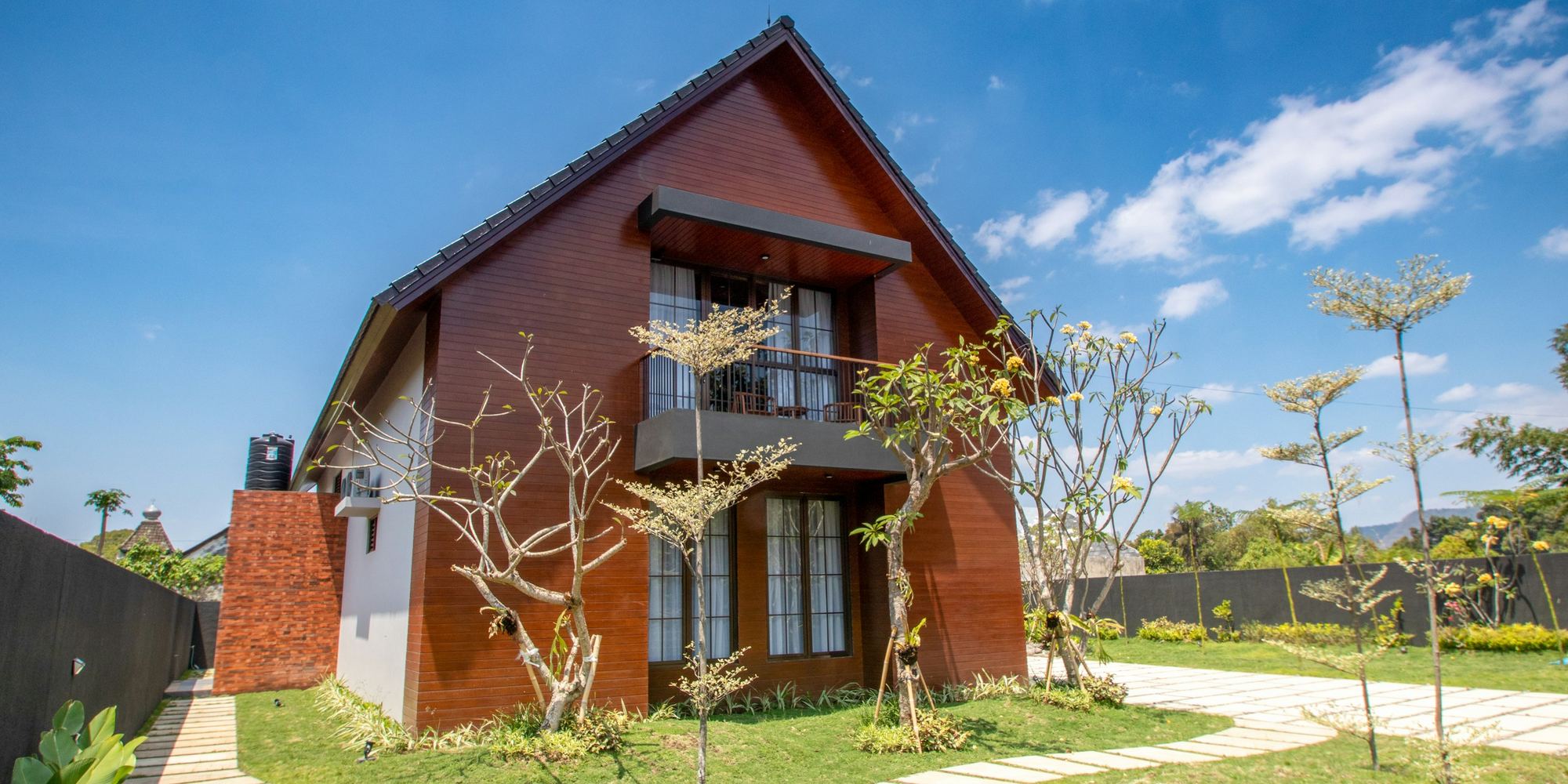 A completed home in daylight